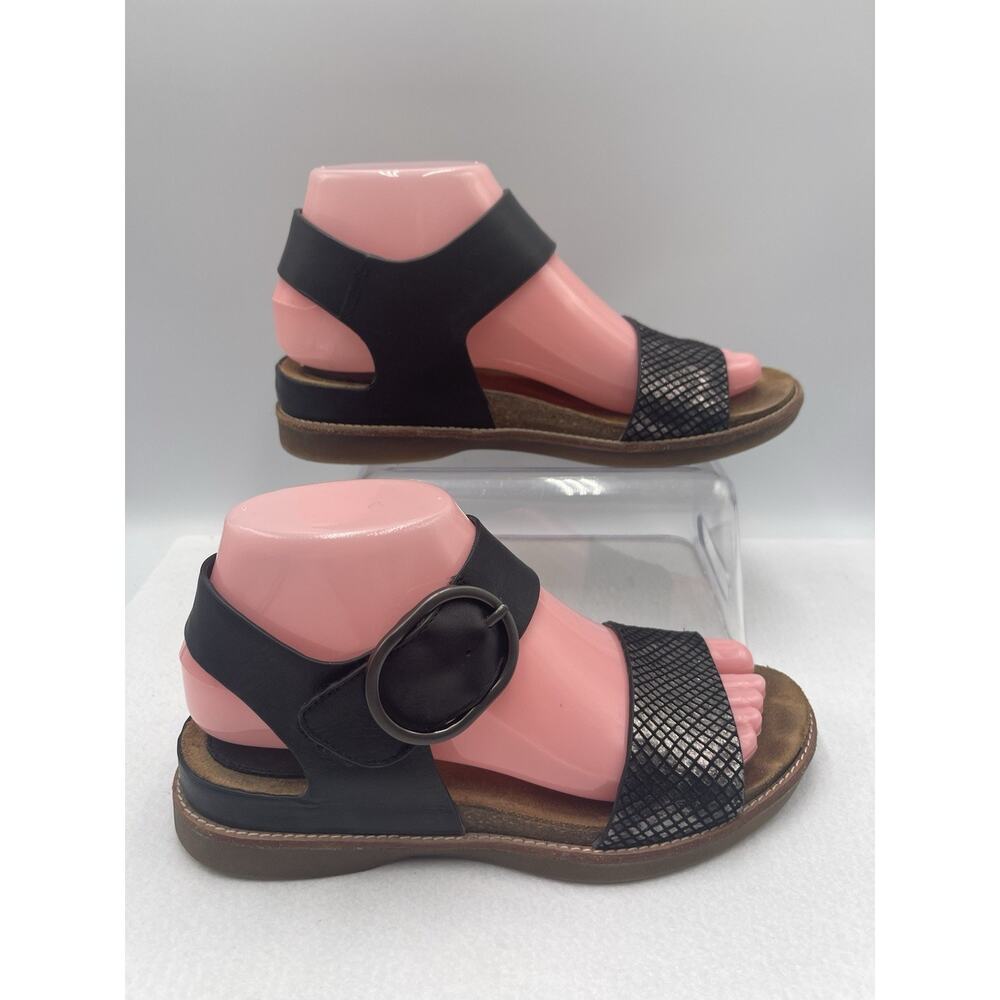 Sofft Bali Metallic Leather Sandals‎ Women Size 6M Black - Picture 3 of 16